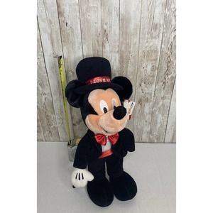I LOVE NY Mickey Mouse 13" Disney Store Plush Tuxedo Top Hat With Stand NWT